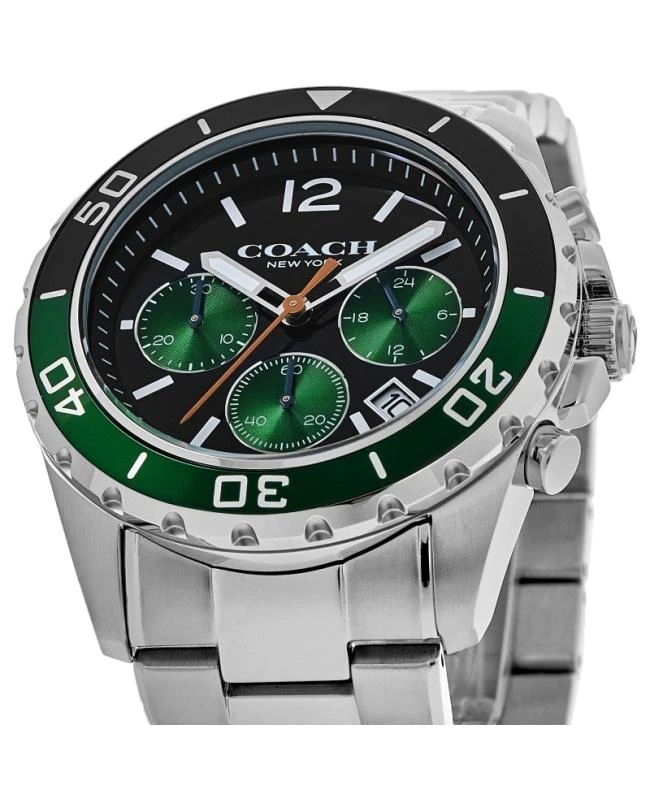 商品Coach|Coach Kent Black & Green Chronograph Dial Steel Men's Watch 14602557,价格¥1977,第2张图片详细描述