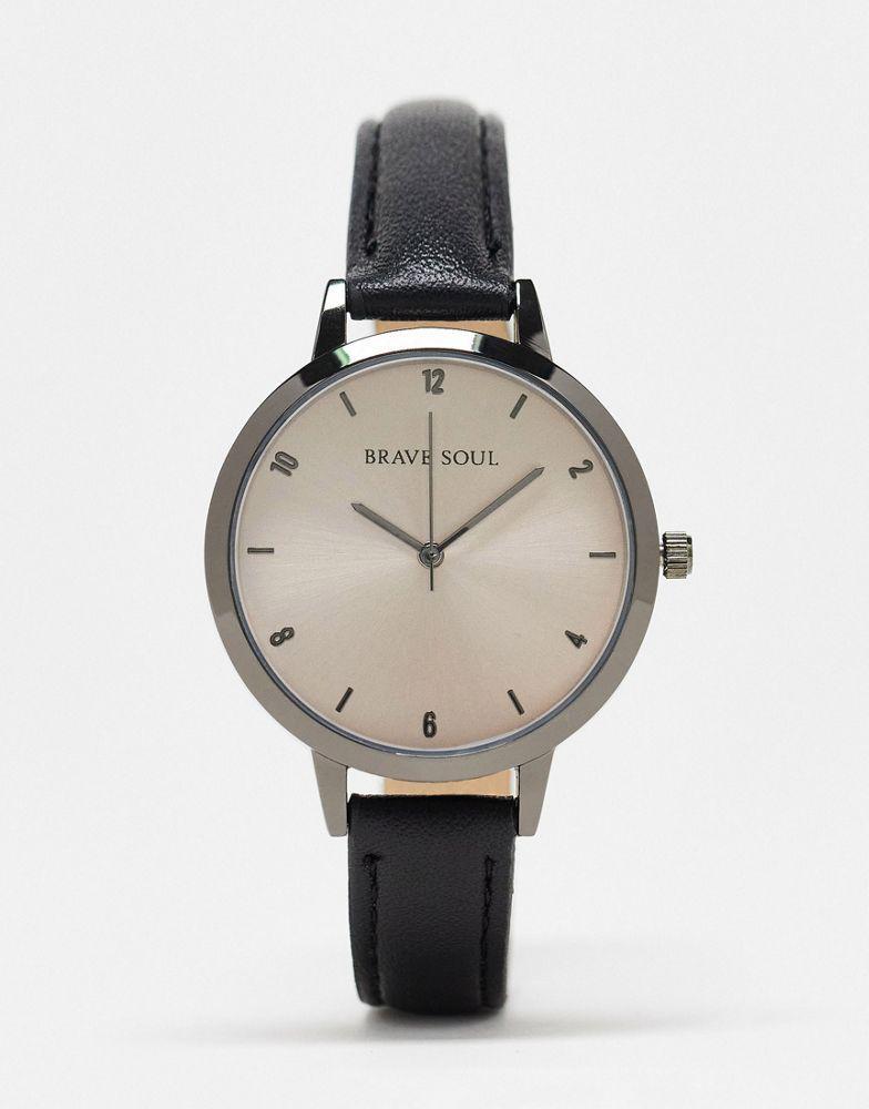 商品Brave Soul|Brave Soul slimline strap watch in black,价格¥174,第1张图片