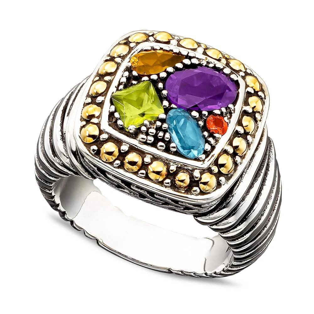 商品Effy|Balissima by EFFY® Multistone Square Ring (1-1/2 ct. t.w.) in 18k Gold and Sterling Silver,价格¥1437,第1张图片