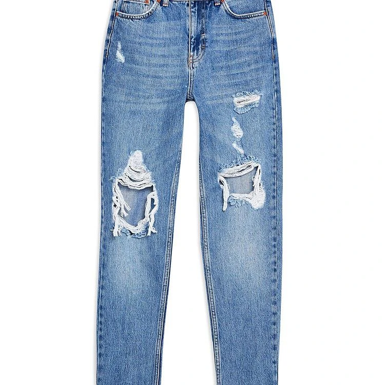 商品Topshop|水洗DESTROY 破洞 MOM 牛仔裤,价格¥645,第1张图片