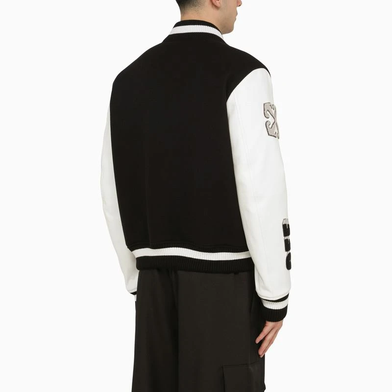 商品Off-White|Black and white wool and leather varsity jacket,价格¥9450,第3张图片详细描述