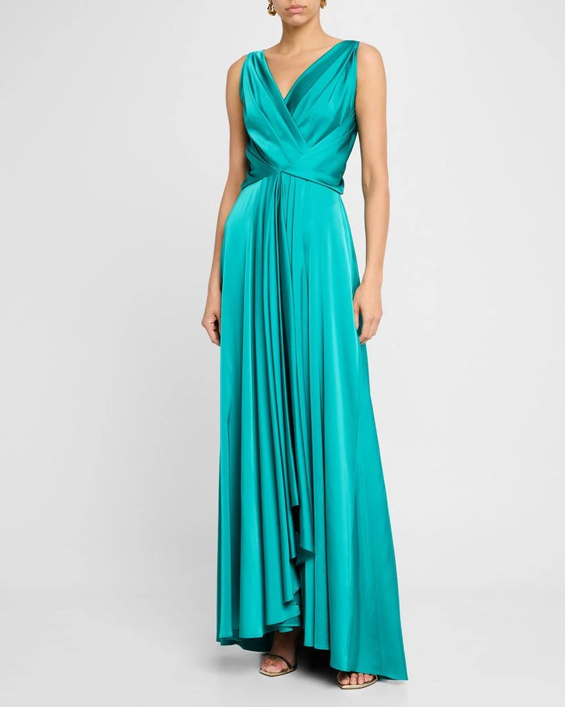 商品Talbot Runhof|Sleeveless Draped Voile Satin Gown,价格¥15576,第2张图片详细描述