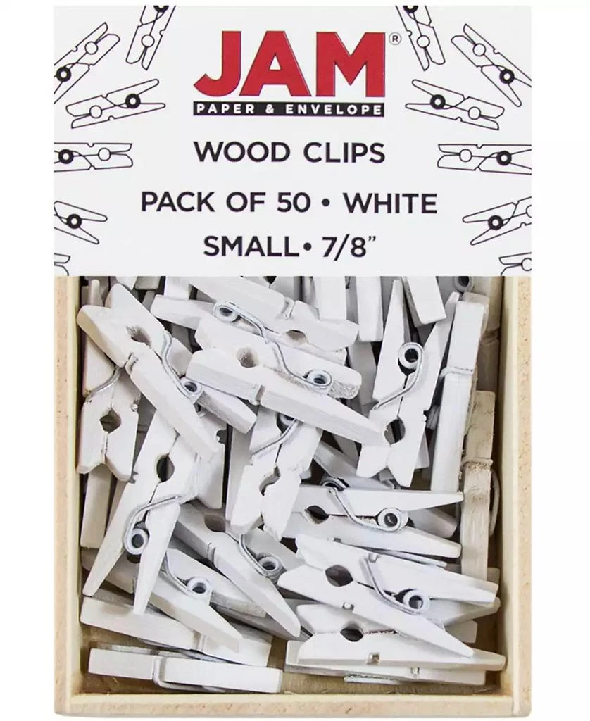 商品JAM Paper|Wood Clip Clothespins - Small - 0.88" - 50 Clothes Pins Per Pack,价格¥90,第1张图片