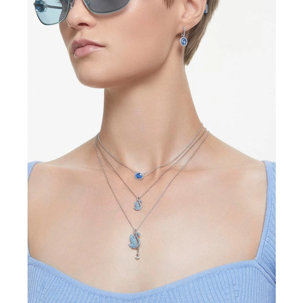 商品Swarovski|Silver-Tone 2-Pc. Set Blue & White Crystal Iconic Swan Pendant Necklace & Matching Stud Earrings,价格¥2109,第4张图片详细描述