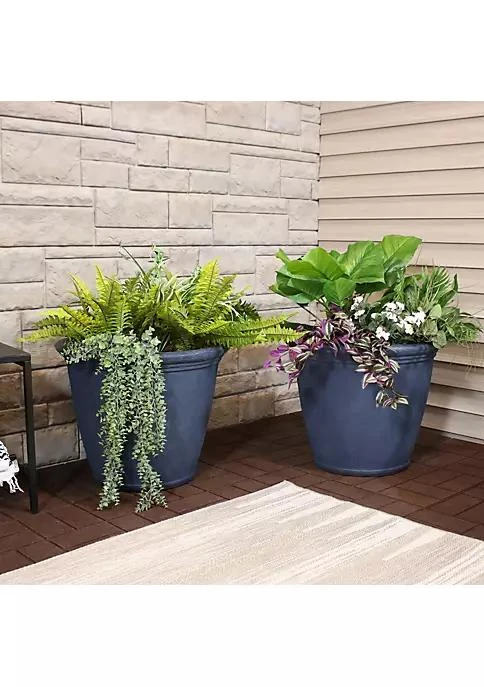 商品Sunnydaze Decor|Decor 24 In Anjelica Unbreakable Polyresin Planter   Slate   Set Of 2,价格¥1417,第1张图片