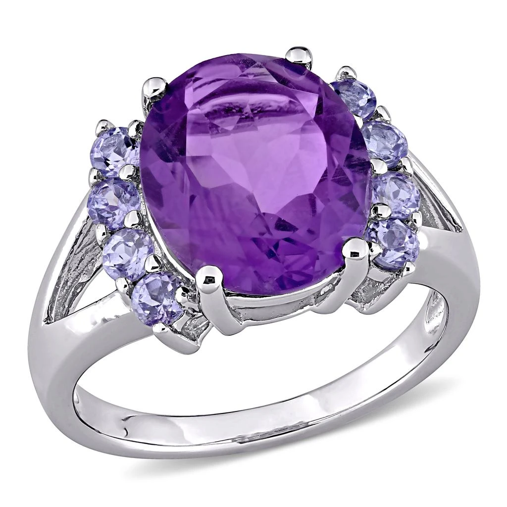 商品Mimi & Max|4 3/5ct TGW Oval Cut Amethyst and Tanzanite Split Shank Ring in Sterling Silver,价格¥413,第1张图片