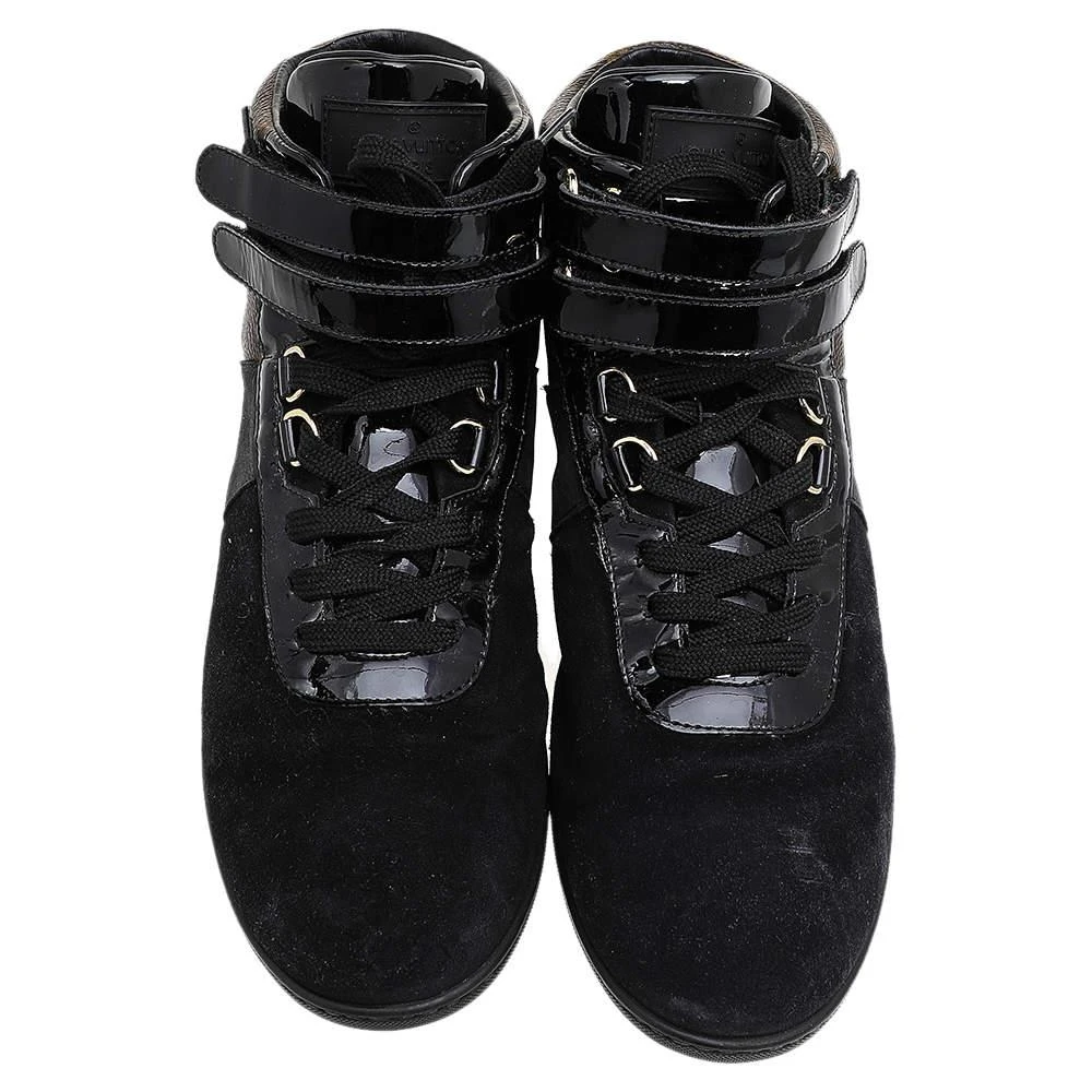 商品[二手商品] Louis Vuitton|Louis Vuitton Black/Brown Suede And Monogram Canvas Move Up High Top Sneakers Size 39,价格¥3350,第3张图片详细描述