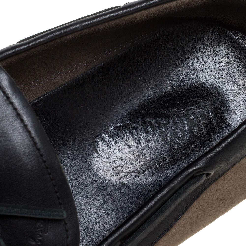 Salvatore Ferragamo Brown/Grey Nubuck Leather Bow Slip On Loafers Size 46商品第7张图片规格展示