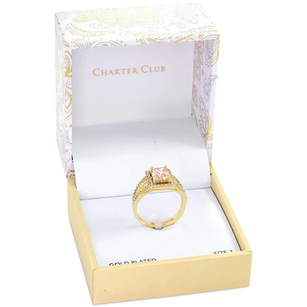 商品Charter Club|Gold-Tone Pavé & Color Square Crystal Split Ring, Created for Macy's,价格¥89,第2张图片详细描述
