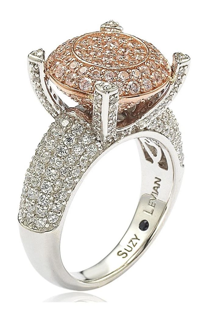 Sterling Silver & 14K Rose Gold Plated Pavé Pink CZ Ring 商品