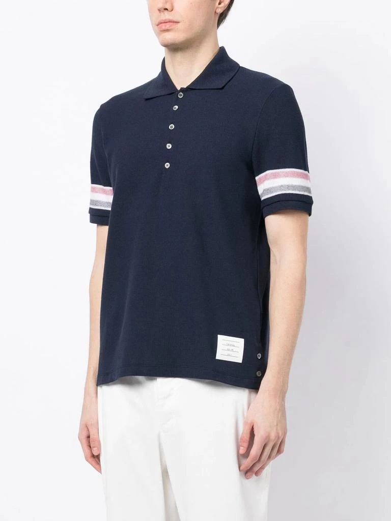 商品Thom Browne|THOM BRWONE MEN SHORT SLEEVE POLO IN TEXTURED COTTON W/ ENG RWB STRIPE,价格¥3265,第1张图片