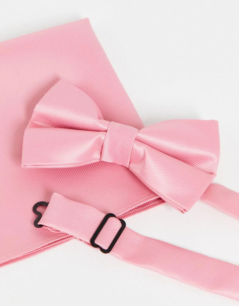 商品ASOS|ASOS DESIGN bow tie and pocket square in pop pink,价格¥84,第3张图片详细描述