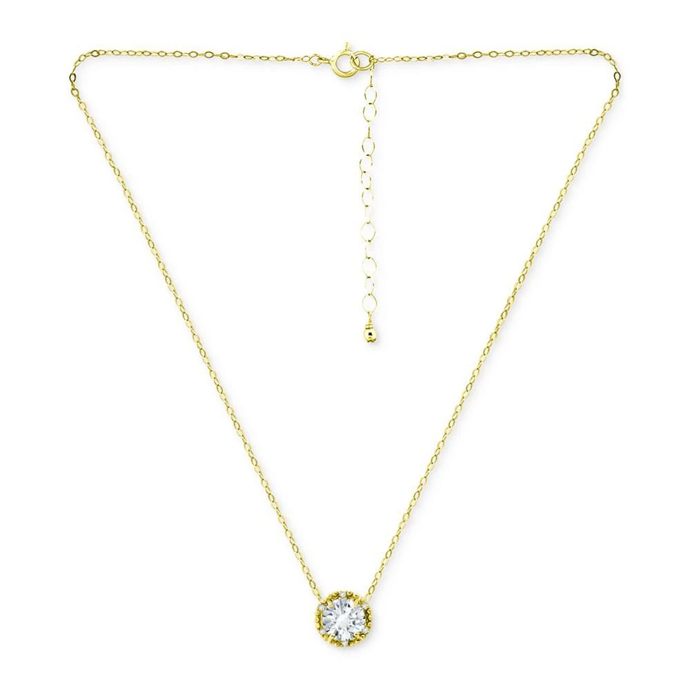 商品Giani Bernini|Cubic Zirconia Halo Pendant Necklace in 18k Gold-Plated Sterling Silver, 16" + 2" extender, Created for Macy's,价格¥224,第3张图片详细描述