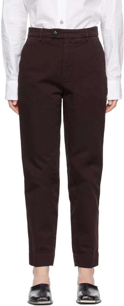 商品Namacheko|Burgundy Overdyed Contrast Stitch Trousers,价格¥699,第1张图片