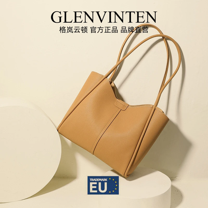 商品[国内直发] GLENVINTEN|格岚云顿真皮头层牛皮秋冬女包2022新款大包百搭潮通勤单肩包真皮质感大容量托特包,价格¥286,第1张图片