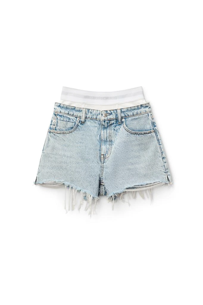 商品Alexander Wang|LOGO ELASTIC BRIEF LAYER SHORT IN DENIM,价格¥2066,第1张图片