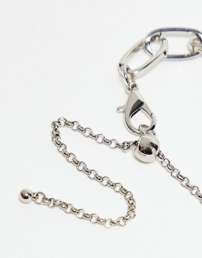 商品Reclaimed Vintage|Reclaimed Vintage unisex chunky chain necklace with lilac stones in silver,价格¥98,第6张图片详细描述