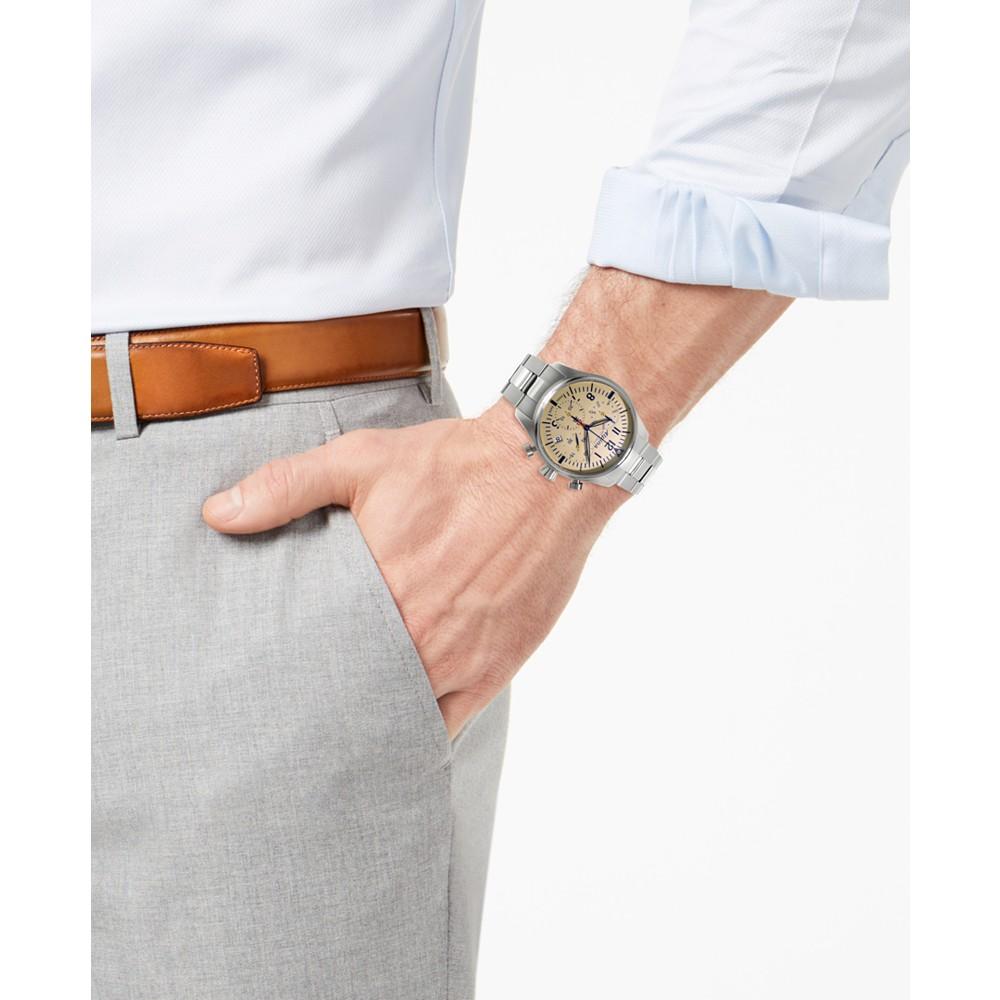 Men's Swiss Quartz Chronograph Startimer Pilot Stainless Steel Bracelet Watch 42mm商品第2张图片规格展示