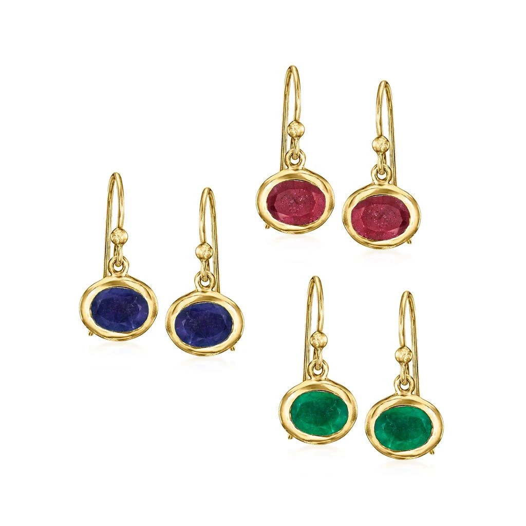 Ross-Simons Multi-Gemstone Jewelry Set: 3 Pairs Of Drop Earrings in 18kt Gold Over Sterling 商品