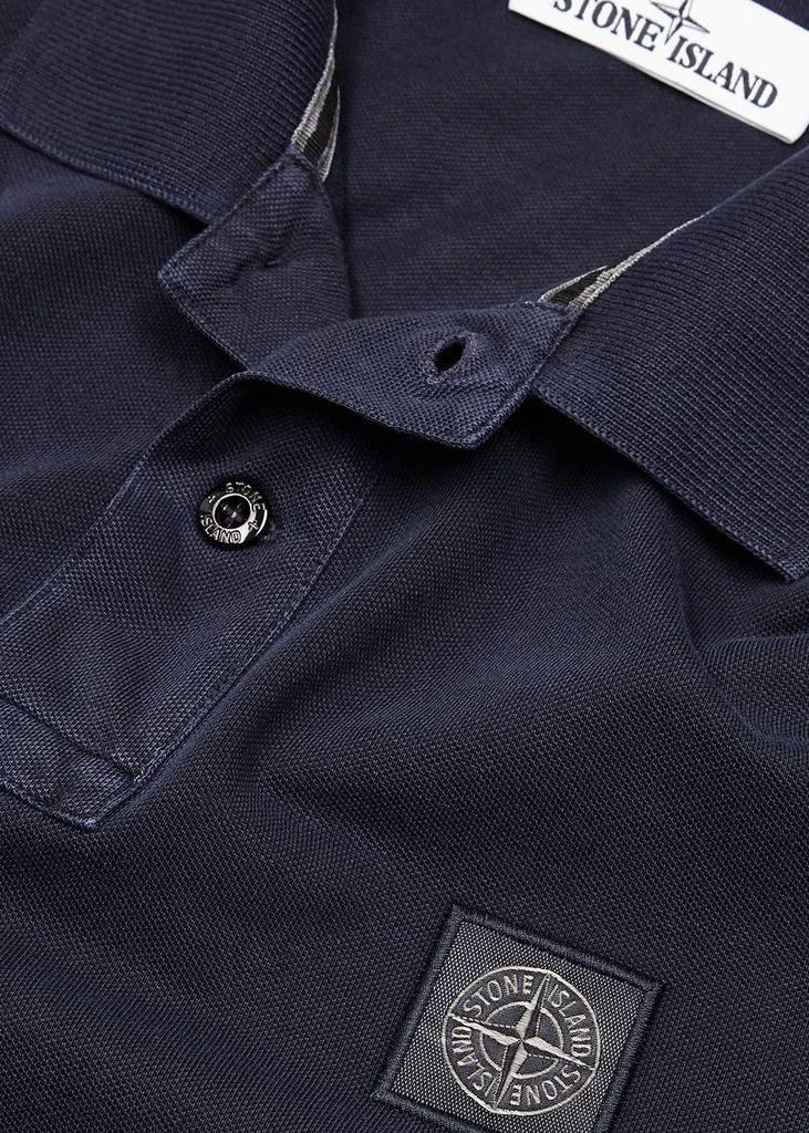 商品Stone Island|Navy piqué cotton polo shirt Polo衫,价格¥1628,第5张图片详细描述