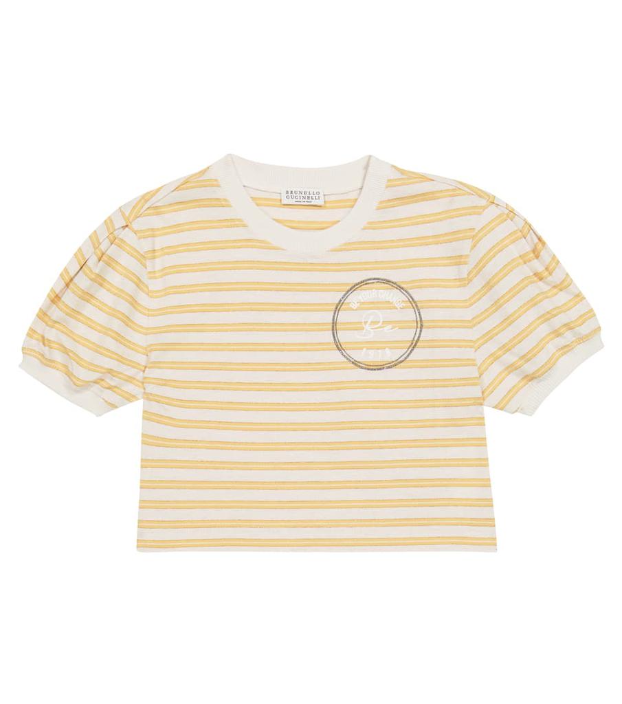 Embellished striped jersey T-shirt商品第1张图片规格展示