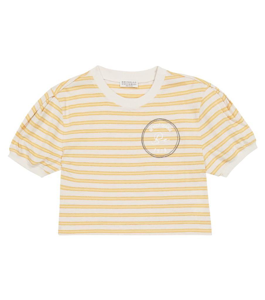 商品Brunello Cucinelli|Embellished striped jersey T-shirt,价格¥1447-¥1703,第1张图片