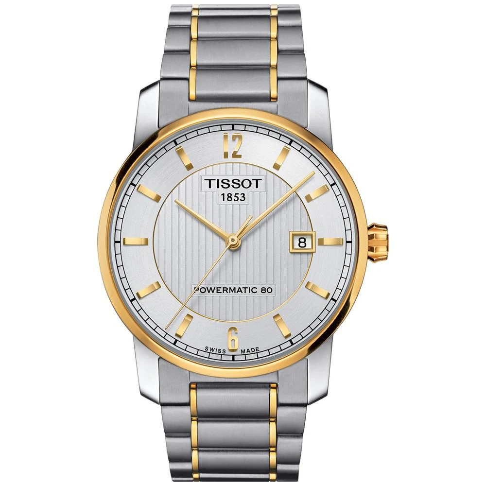 商品Tissot|Men's Swiss Automatic Two-Tone Titanium Bracelet Watch 40mm T0874075503700,价格¥4970,第1张图片