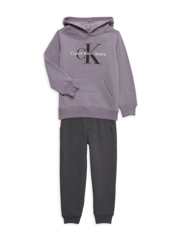 商品Calvin Klein|Boy's 2-Piece Logo Hoodie & Joggers Set,价格¥118,第1张图片