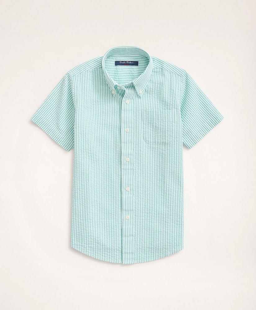 Boys Short-Sleeve Seersucker Stripe Sport Shirt商品第1张图片规格展示
