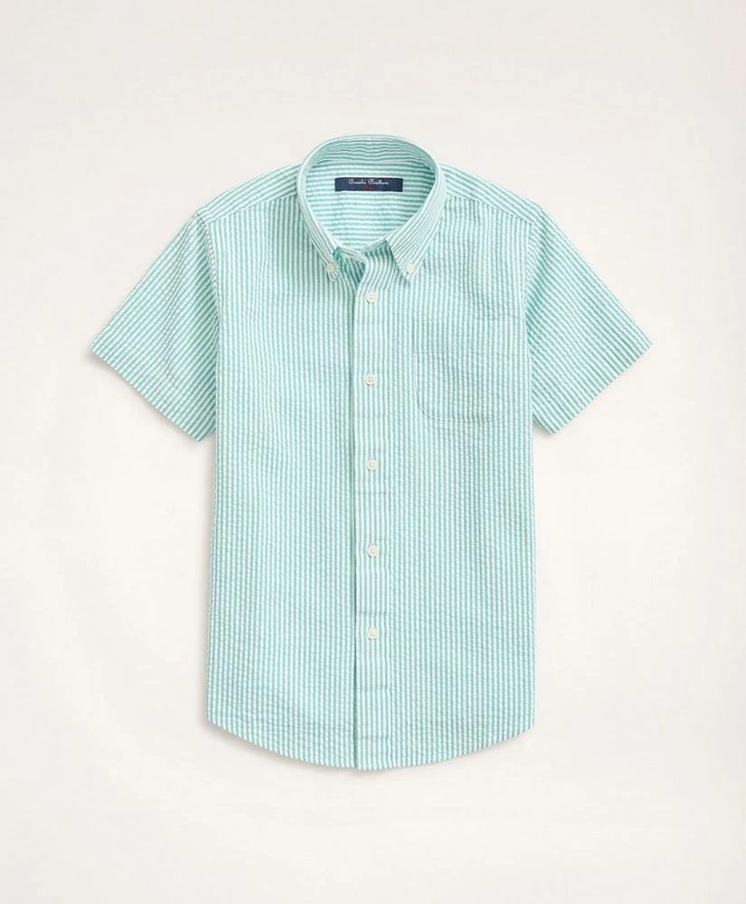 商品Brooks Brothers|Boys Short-Sleeve Seersucker Stripe Sport Shirt,价格¥206,第1张图片