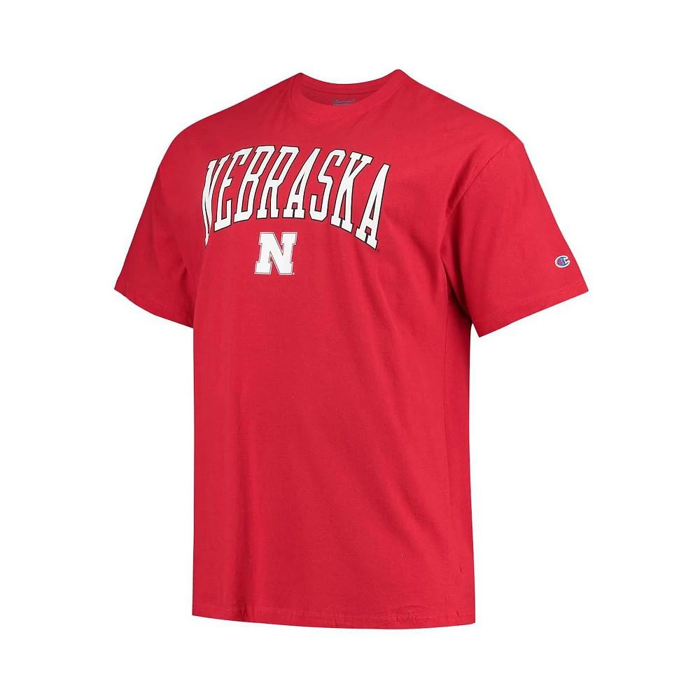 商品CHAMPION|Men's Scarlet Nebraska Huskers Big and Tall Arch Over Wordmark T-shirt,价格¥222,第3张图片详细描述