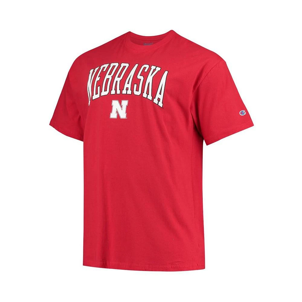 商品CHAMPION|Men's Scarlet Nebraska Huskers Big and Tall Arch Over Wordmark T-shirt,价格¥225,第3张图片详细描述