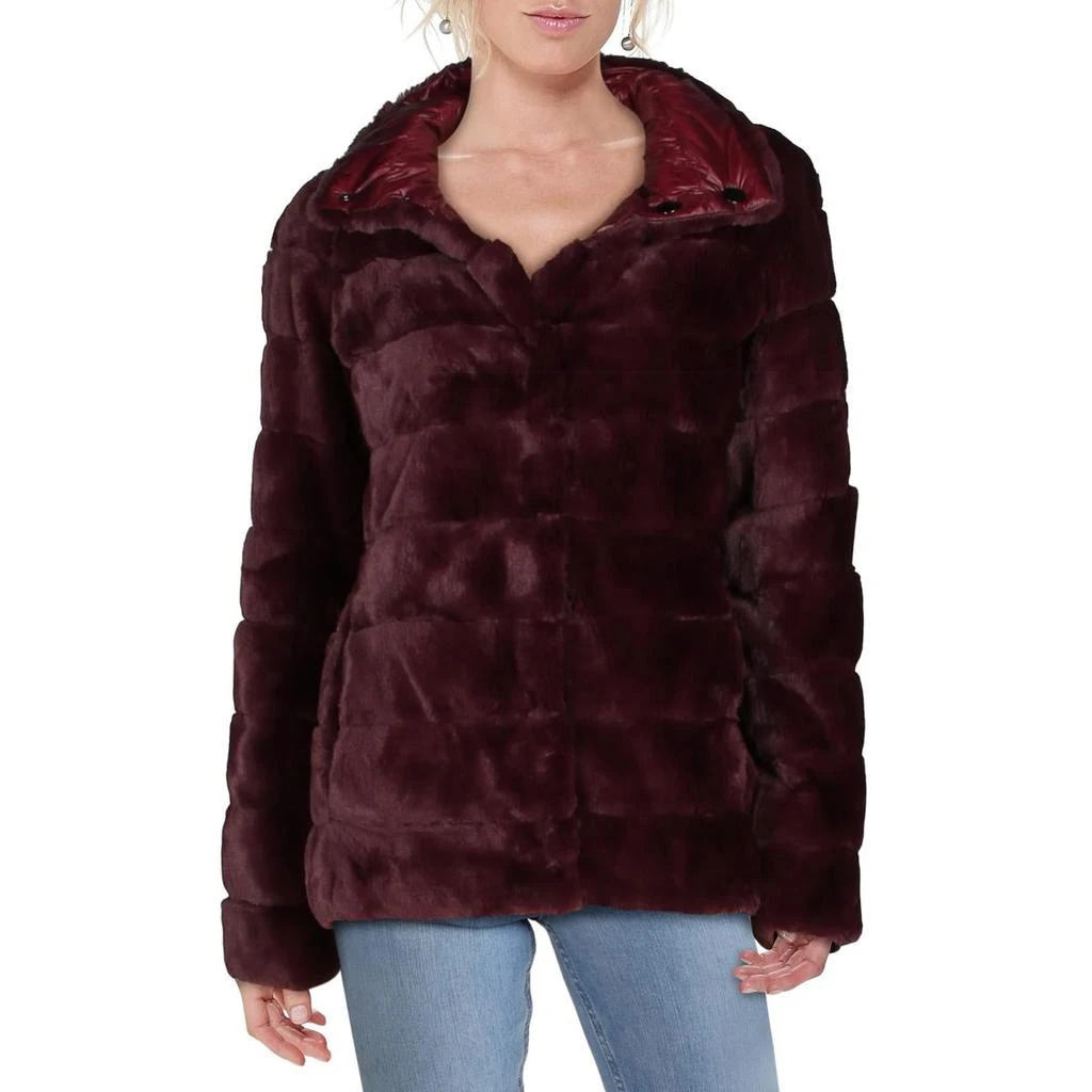 商品Kensie|Kensie Women's Reversible Grooved Faux Fur Winter Coat,价格¥480,第2张图片详细描述