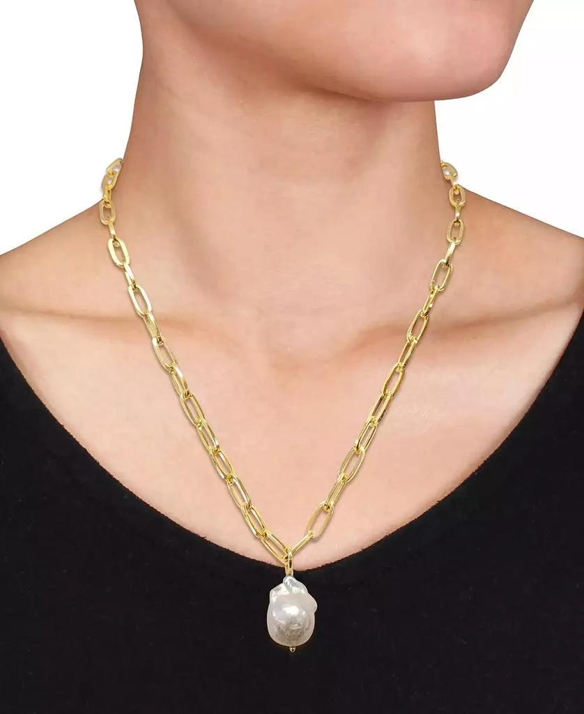 商品Macy's|Cultured Freshwater Baroque Pearl (13-14mm) Solitaire 20" Pendant Necklace in 18k Gold-Plated Sterling Silver,价格¥1186,第2张图片详细描述