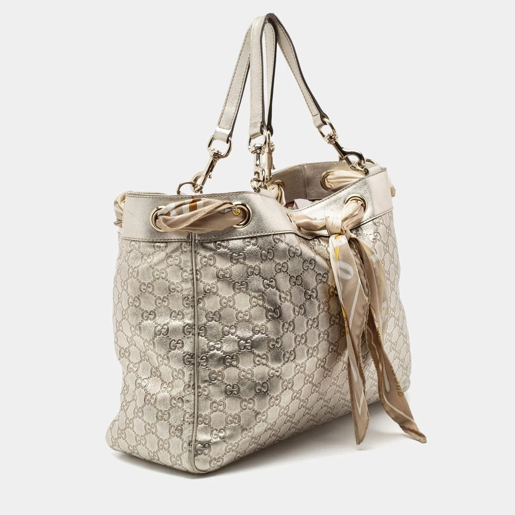 商品[二手商品] Gucci|Gucci Metallic Gold Guccissima Leather Positano Scarf Shopper Tote,价格¥3519,第3张图片详细描述