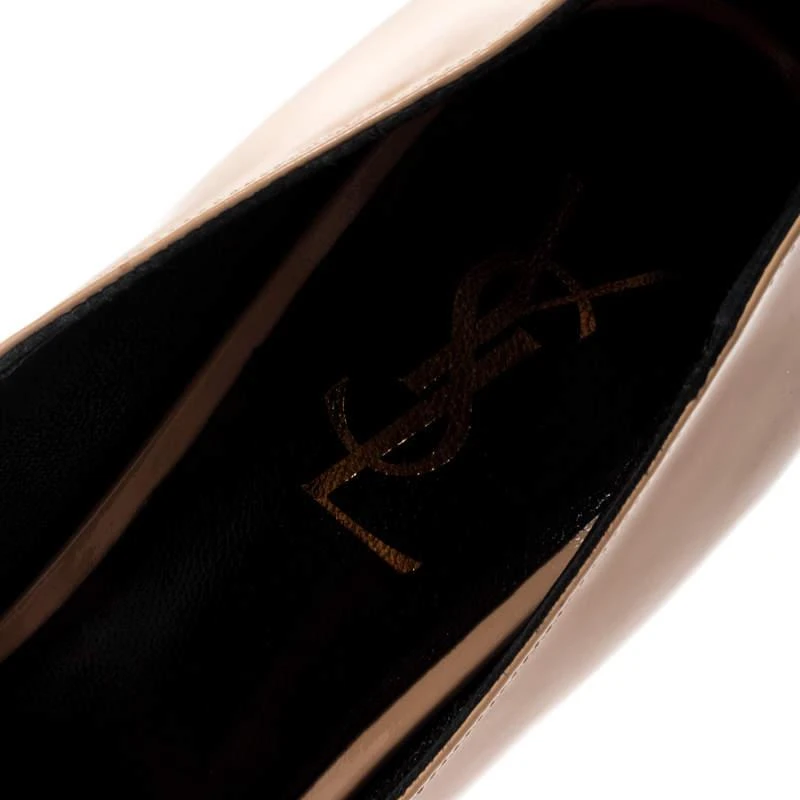 Saint Laiurent Paris Beige Patent Leather Tribtoo Platform Pumps Size 38.5 商品