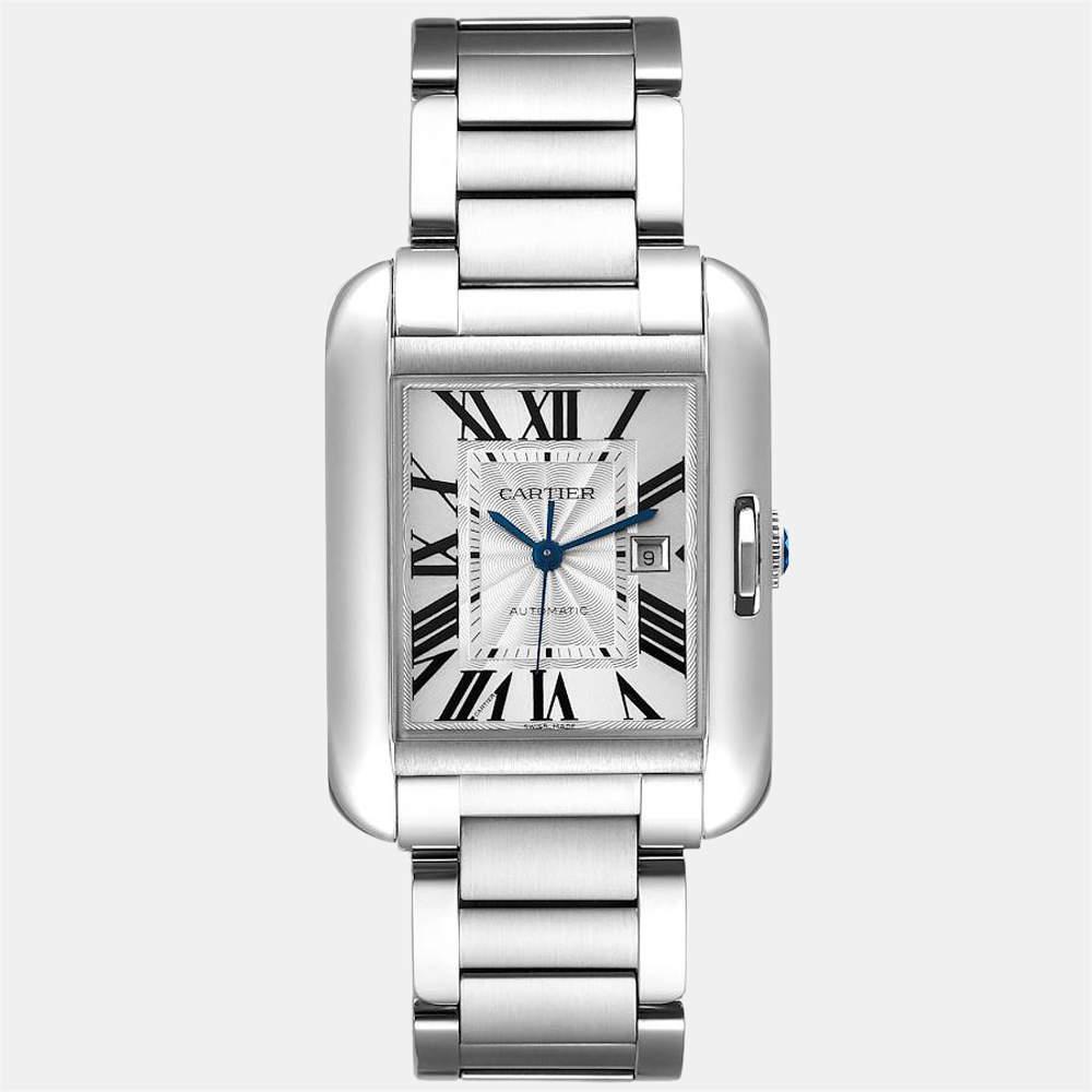 Cartier Silver Stainless Steel Tank Anglaise W5310009 Automatic Men's Wristwatch 30 mm商品第1张图片规格展示