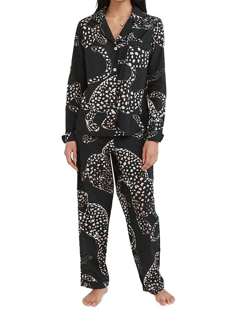 商品Desmond & Dempsey|Jaguar Print Cotton Pajama Set,价格¥1810,第2张图片详细描述