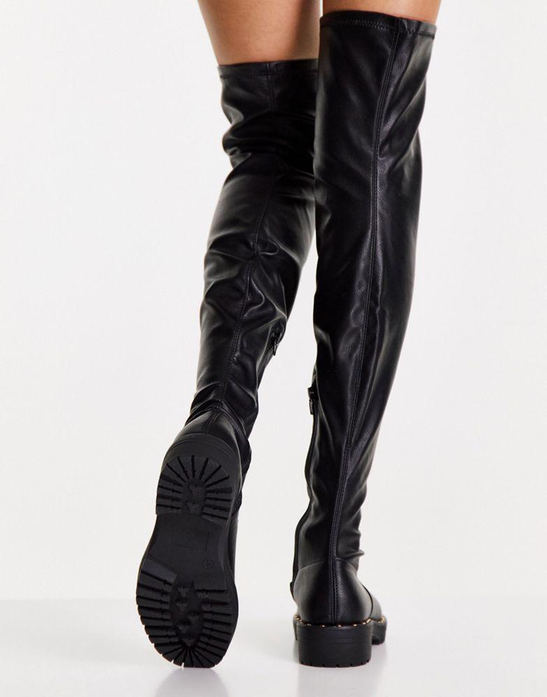商品ASOS|ASOS DESIGN Petite Kally flat over the knee boots in black,价格¥166,第6张图片详细描述