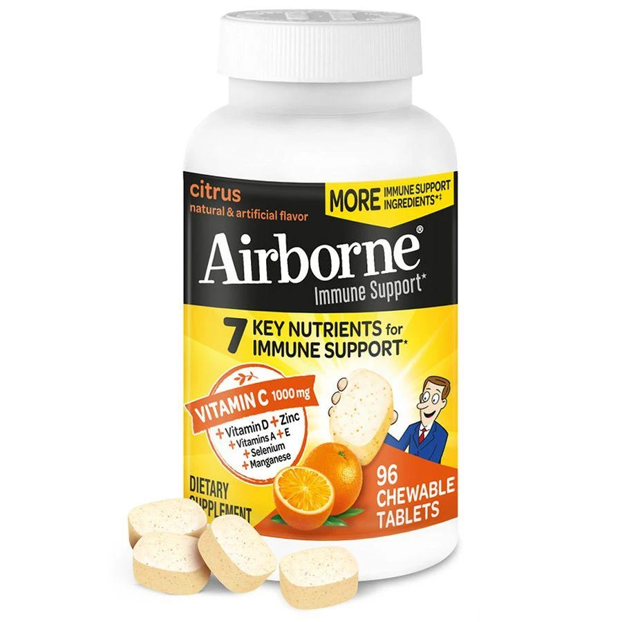 商品Airborne|Immune Support Effervescent Minerals & Herbs with Vitamin C, E, Zinc Citrus,价格¥224,第1张图片详细描述