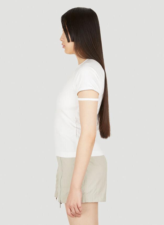 商品Helmut Lang|Zip Cuff Baby T-Shirt in White,价格¥417,第5张图片详细描述