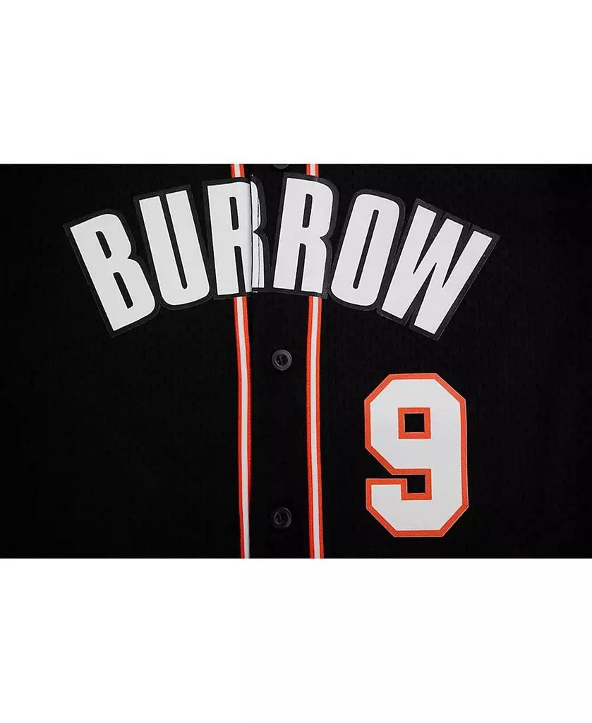 商品Pro Standard|Men's Joe Burrow Black Cincinnati Bengals Mesh Baseball Button-Up T-shirt,价格¥810,第4张图片详细描述
