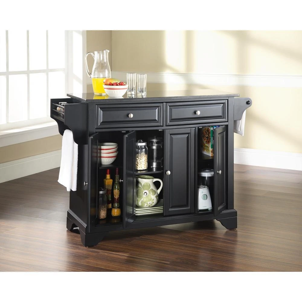 商品Crosley Furniture|Lafayette Granite Top Full Size Kitchen Island/Cart Black/Black,价格¥5631,第2张图片详细描述