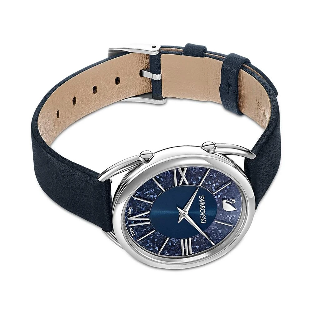 商品Swarovski|Women's Swiss Crystalline Glam Dark Blue Leather Strap Watch 35mm,价格¥1615,第4张图片详细描述