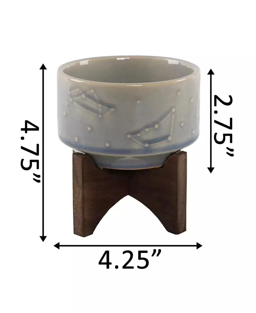 商品Flora Bunda|Constellation Ceramic Planter Pot on Wood Stand, 4.25",价格¥222,第2张图片详细描述