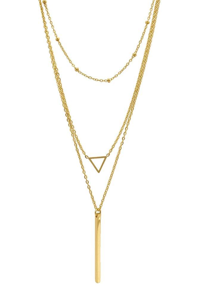 商品ADORNIA|14K Gold Plated Layered Bar Pendant Necklace,价格¥215,第1张图片