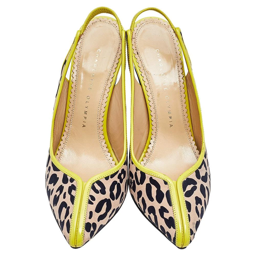 商品[二手商品] Charlotte Olympia|Charlotte Olympia Beige Leopard Print Fabric Slingback Sandals Size 37.5,价格¥1222,第3张图片详细描述