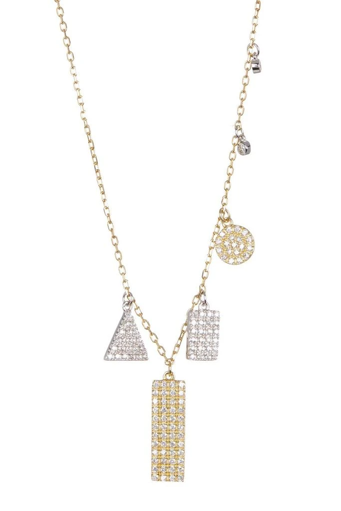 商品ADORNIA|Gold Plated Sterling Silver Multi Shaped Pavé Swarovski Crystal Accented Pendant Necklace,价格¥143,第1张图片