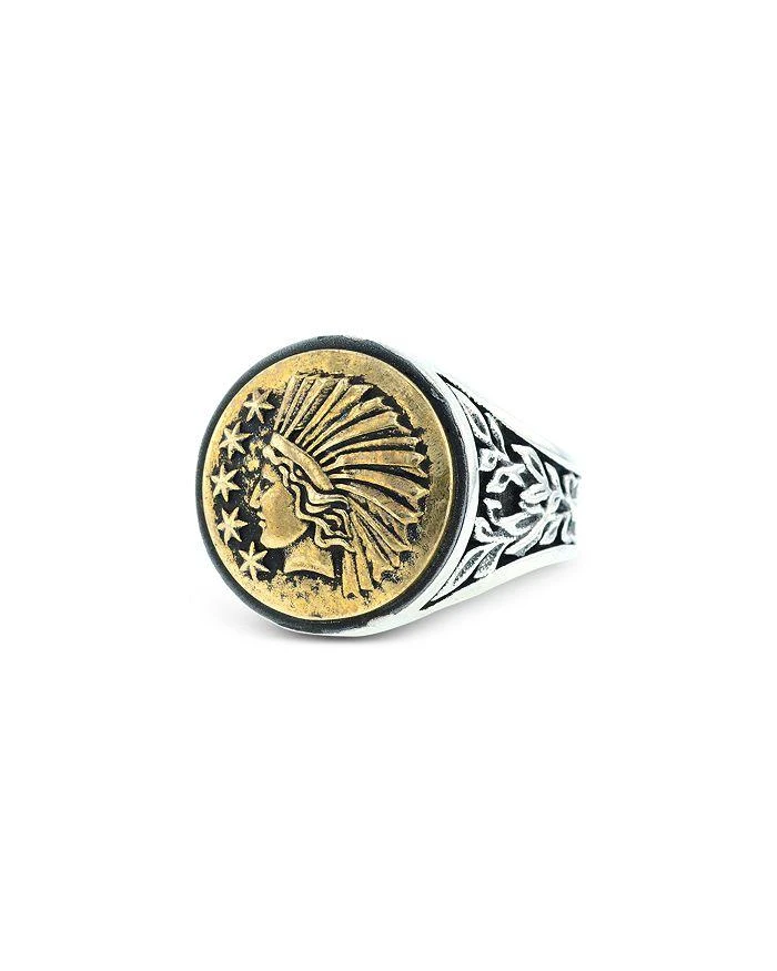 商品King Baby|Men's Sterling Silver & Brass Alloy Liberty Headdress Signet Ring,价格¥3139,第2张图片详细描述