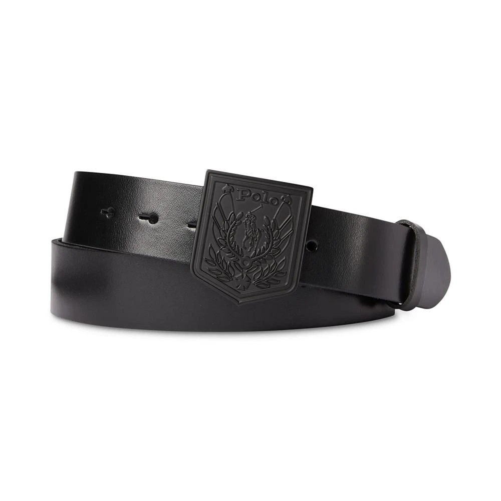 商品Ralph Lauren|Men's Shield-Buckle Leather Belt,价格¥658,第1张图片